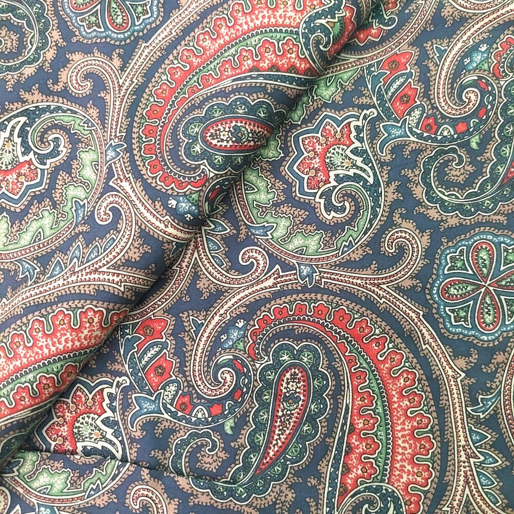 Burberry Cashmere Wool Silk Navy Blue Red Gold Paisley Fall Winter Scarf Scarves - Picture 5 of 6